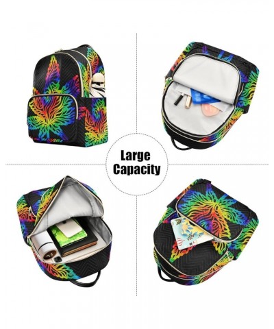 Rainbow Leaf Tie Dye Small Backpack Purse for Women Travel Bag Fashion Daypack Back Pack Shoulder Bag Multicolor Small $16.45...