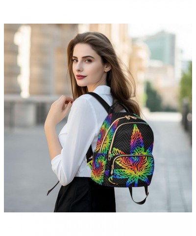 Rainbow Leaf Tie Dye Small Backpack Purse for Women Travel Bag Fashion Daypack Back Pack Shoulder Bag Multicolor Small $16.45...