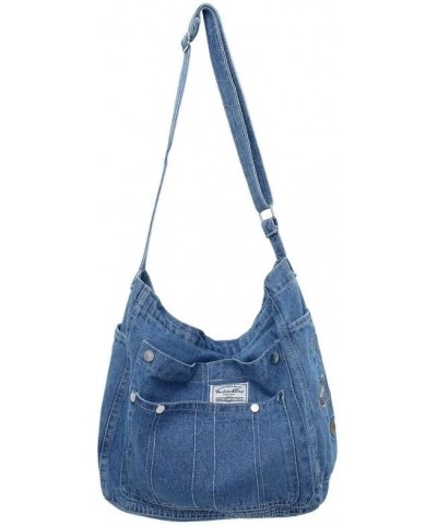 Denim Shoulder Bag Jean Bag Messenger Bag for Women Aesthetic Tote Bag Casual Retro Crossbody Bag Handbag Blue 01 $12.80 Totes