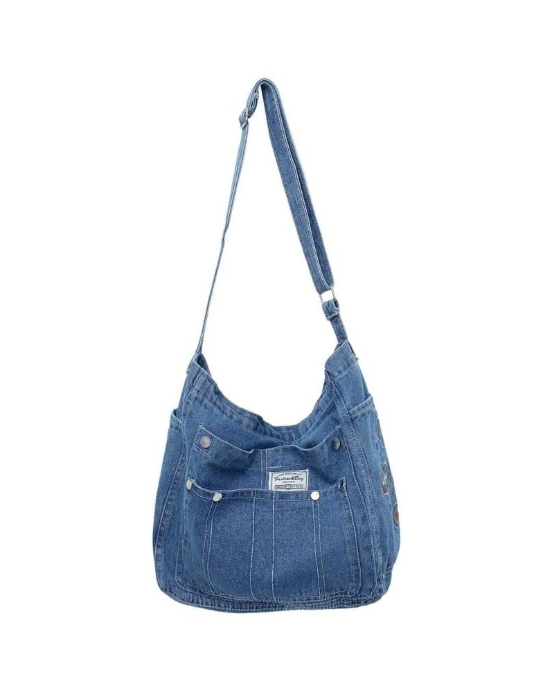 Denim Shoulder Bag Jean Bag Messenger Bag for Women Aesthetic Tote Bag Casual Retro Crossbody Bag Handbag Blue 01 $12.80 Totes