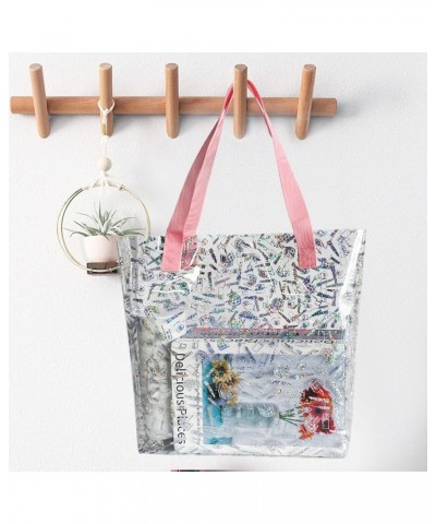 Laser Clear Tote Bags, Waterproof Seethrough Bag Vinyl Handle Bag, Transparent Tote Bag for Daily Life Makeup $9.35 Totes