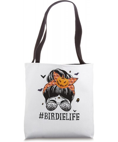 Birdie Messy Bun Spooky Pumpkin Grandma Halloween Costume Tote Bag $14.50 Totes