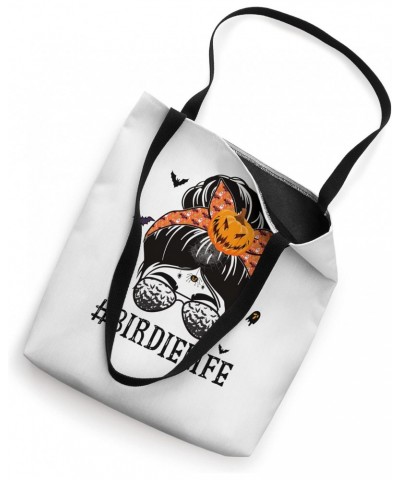 Birdie Messy Bun Spooky Pumpkin Grandma Halloween Costume Tote Bag $14.50 Totes