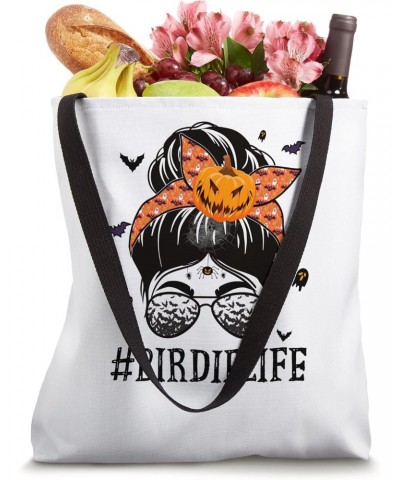 Birdie Messy Bun Spooky Pumpkin Grandma Halloween Costume Tote Bag $14.50 Totes