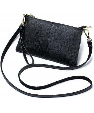 Genuine Leather Crossbody Phone Bag for Women Slim Small Shoulder Bag Clutch Phone Pouch Purse Wallet Black $30.24 Totes