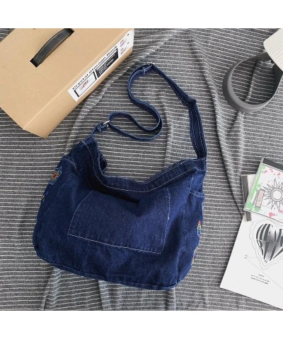 Denim Shoulder Bag Jean Bag Messenger Bag for Women Aesthetic Tote Bag Casual Retro Crossbody Bag Handbag Blue 01 $12.80 Totes