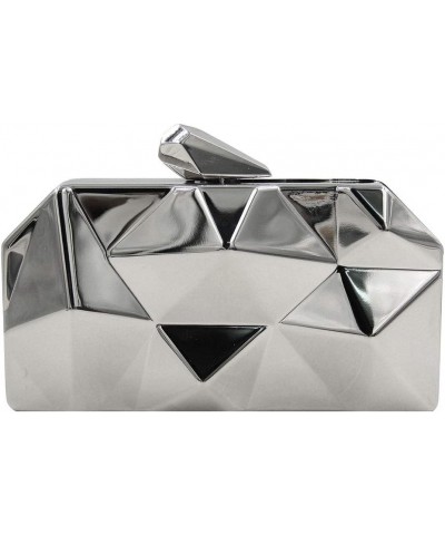 Women Small Evening Handbag Clutch Handy Evening Chain Shoulder Mini Purse Silver Silver $35.67 Evening Bags