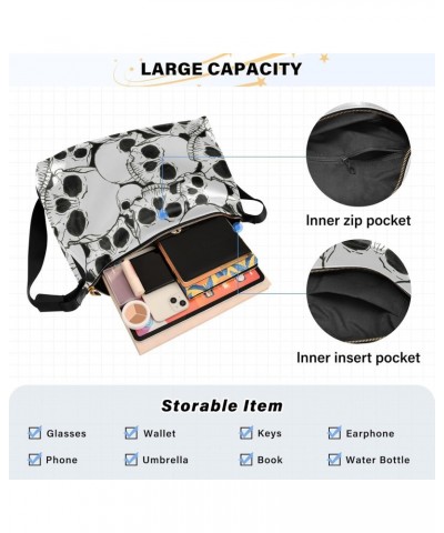 Skulls Hobo Bags for Women Crossbody Bag Handbag Leather Purses Shoulder Bag for Gifts Work Travel $15.18 Hobo Bags