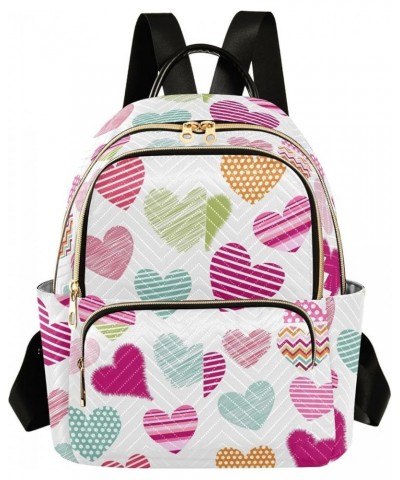 Colorful Hearts Valentine's Women Backpack Purse Shoulder Bag Color Small $17.81 Backpacks