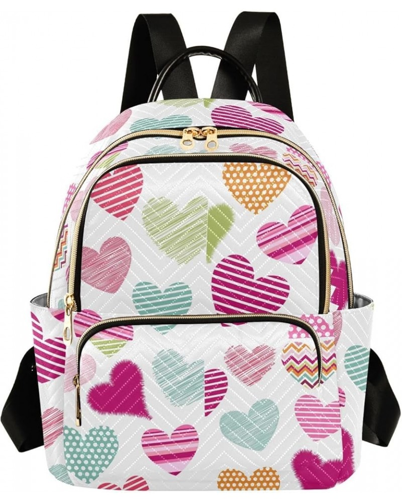 Colorful Hearts Valentine's Women Backpack Purse Shoulder Bag Color Small $17.81 Backpacks