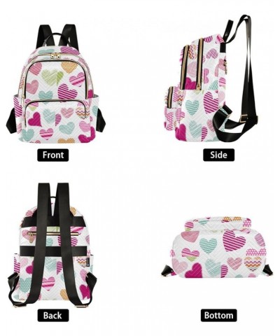 Colorful Hearts Valentine's Women Backpack Purse Shoulder Bag Color Small $17.81 Backpacks