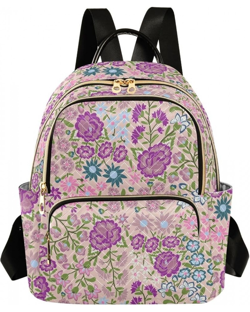 Colorful Mexican Folk Floral Casual Fashion Polyester Travel Rucksack Shoulder Bag Color Small $18.50 Backpacks