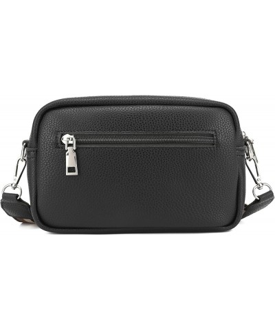 Small Crossbody Bag for Women - Vegan Leather, Adjustable Stripe Strap, Triple Zip Cell Phone Pocket Black-780 $15.36 Crossbo...