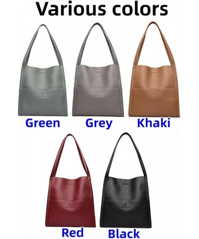 Solid Color Genuine Leather Tote Shoulder Bag 2024 New Purse for Women Satchel Handbag Crossbody Bag Large Capacity Red $24.5...