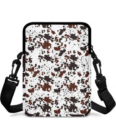 Crossbody Bags for Women Men Shoulder Bag Sling Purse Trendy Double Layer with Zipper Closure Shoulder Strap Brown Cow Print ...