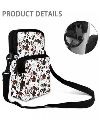 Crossbody Bags for Women Men Shoulder Bag Sling Purse Trendy Double Layer with Zipper Closure Shoulder Strap Brown Cow Print ...