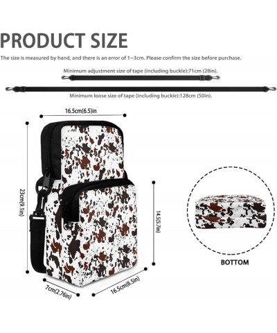 Crossbody Bags for Women Men Shoulder Bag Sling Purse Trendy Double Layer with Zipper Closure Shoulder Strap Brown Cow Print ...