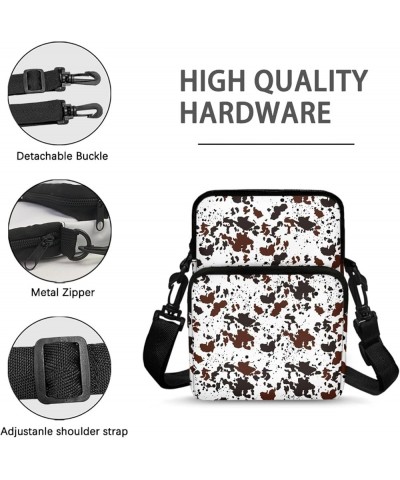 Crossbody Bags for Women Men Shoulder Bag Sling Purse Trendy Double Layer with Zipper Closure Shoulder Strap Brown Cow Print ...