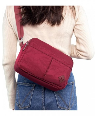 Women Crossbody Bag Handbag Lightweight Shoulder Purse Nylon Multi Pocket Crossbody Bag Ladies Travel Handbag 1583-red $8.91 ...