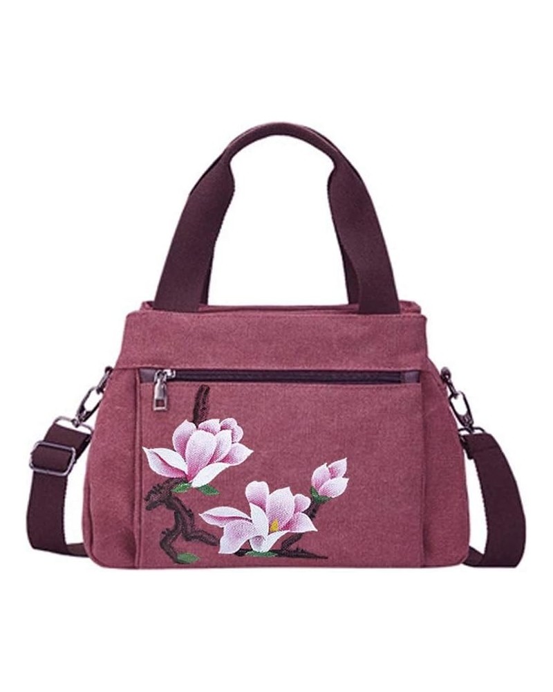 BenU Womens Hand Painted Canvas Shoulder Bag Girls Large Capacity Crossbody Bags Wine $23.51 Totes