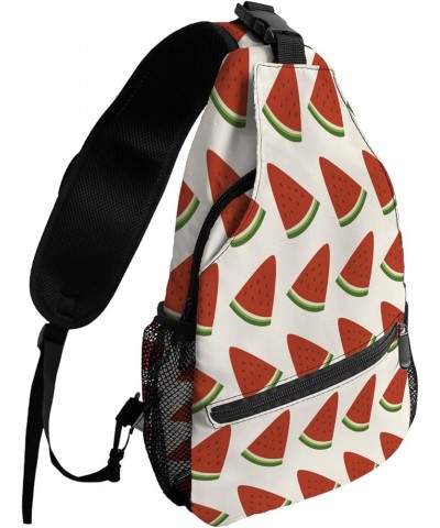 Sling Bag Crossbody Bag for Women Men Summer Watermelon Red Watermelon Seed Background Waterproof Hiking Backpack Lightweight...