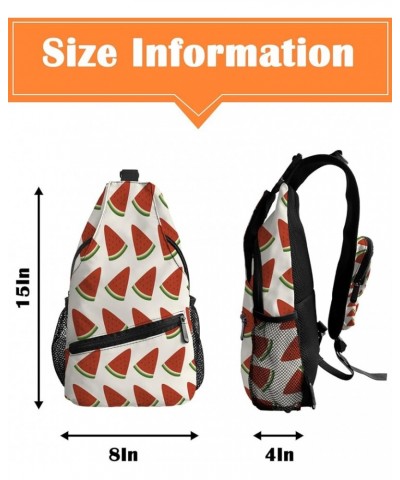 Sling Bag Crossbody Bag for Women Men Summer Watermelon Red Watermelon Seed Background Waterproof Hiking Backpack Lightweight...