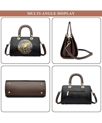 Messenger Top-Handle Bags for Women PU Leather Crossbody Purses Elephant Pattern Handbags Tote Satchel Shoulder Bags Black $3...