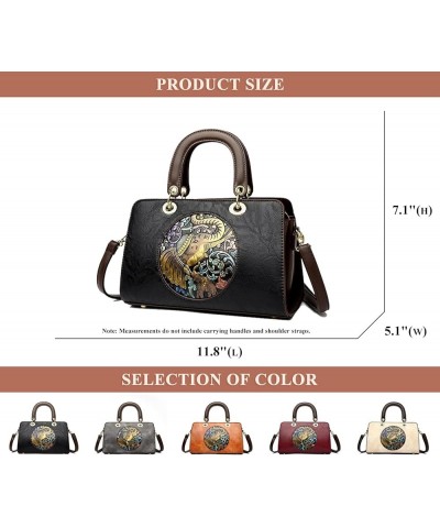 Messenger Top-Handle Bags for Women PU Leather Crossbody Purses Elephant Pattern Handbags Tote Satchel Shoulder Bags Black $3...