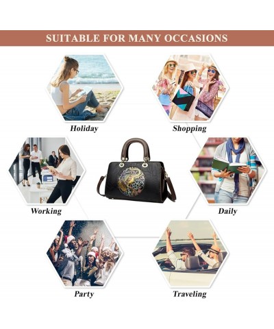 Messenger Top-Handle Bags for Women PU Leather Crossbody Purses Elephant Pattern Handbags Tote Satchel Shoulder Bags Black $3...