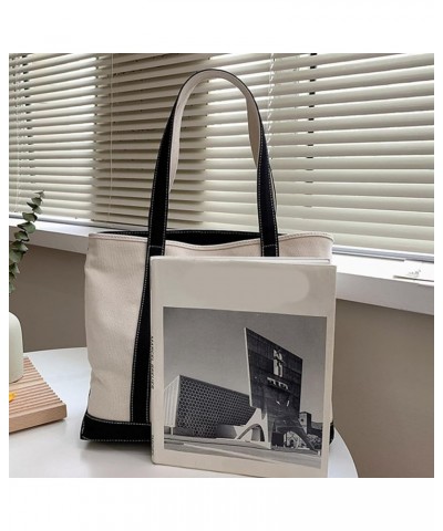 Canvas Tote Bag Women Large Capacity Shoulder Bags Handbag with Zipper Satchel Messenger Black $16.18 Crossbody Bags