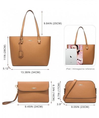 4Pcs Set Handbag and Purses for Women Classic Tote Fashion Synthetic Leather Shoulder Bag Shopper Work Top-handle Bag Beige $...