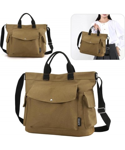 Women Canvas Tote Bag with Zipper, Multi-Pocket Canvas Crossbody Bag Adjustable Strap Canvas Satchel Hobo Bag Coffee $18.82 T...