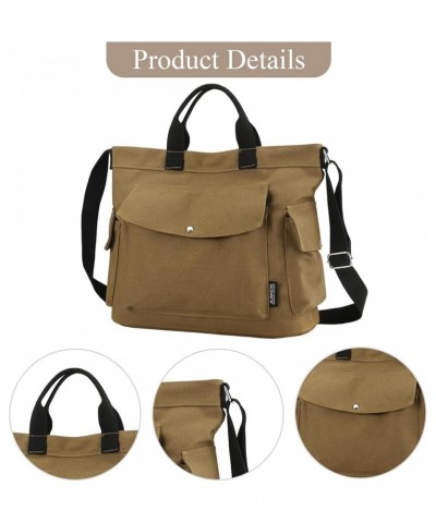 Women Canvas Tote Bag with Zipper, Multi-Pocket Canvas Crossbody Bag Adjustable Strap Canvas Satchel Hobo Bag Coffee $18.82 T...