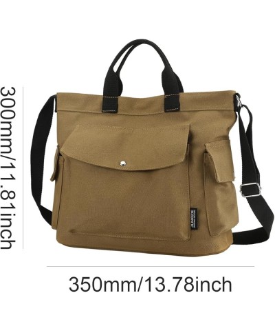 Women Canvas Tote Bag with Zipper, Multi-Pocket Canvas Crossbody Bag Adjustable Strap Canvas Satchel Hobo Bag Coffee $18.82 T...