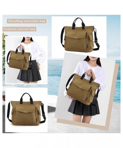 Women Canvas Tote Bag with Zipper, Multi-Pocket Canvas Crossbody Bag Adjustable Strap Canvas Satchel Hobo Bag Coffee $18.82 T...