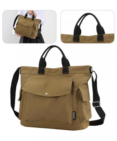 Women Canvas Tote Bag with Zipper, Multi-Pocket Canvas Crossbody Bag Adjustable Strap Canvas Satchel Hobo Bag Coffee $18.82 T...