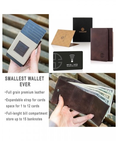 Rimini Men & Women Minimalist Small Front Pocket Leather Wallet Elastic Credit Card Holder (Brown Vintage) Brown Vintage $14....