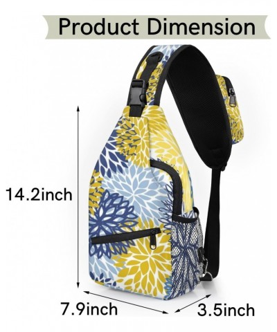 Chrysanthemum Sling Bag Adjustable Sling Backpack Crossbody Shoulder Backpack Anti-theft Rope Chest Shoulder Daypack for Trav...