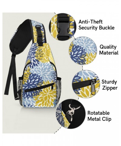 Chrysanthemum Sling Bag Adjustable Sling Backpack Crossbody Shoulder Backpack Anti-theft Rope Chest Shoulder Daypack for Trav...