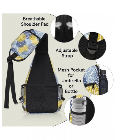 Chrysanthemum Sling Bag Adjustable Sling Backpack Crossbody Shoulder Backpack Anti-theft Rope Chest Shoulder Daypack for Trav...