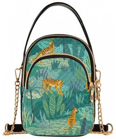 Tigers Jungle Tropical Multi Pockets Crossbody Bags for Women Zip Cell Phone Purse Wallet Bag with Detachable Shoulder Strap ...