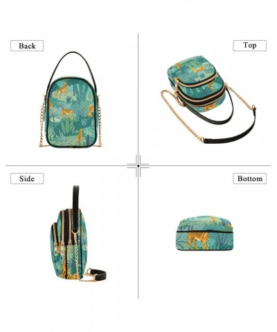 Tigers Jungle Tropical Multi Pockets Crossbody Bags for Women Zip Cell Phone Purse Wallet Bag with Detachable Shoulder Strap ...