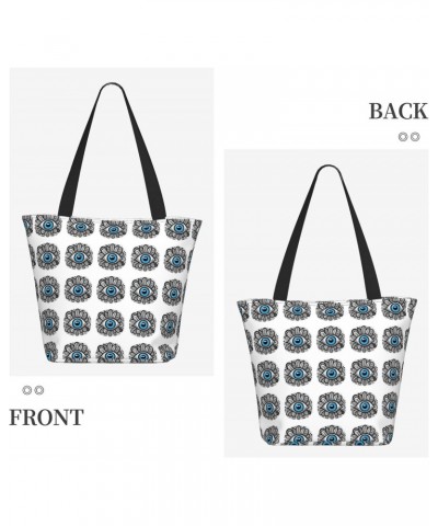 Women Shoulder Bag Turkey-Evil-Eye-Blue Foldable Tote Bag With Zipper Closure Casual Shopping Purse Daily Bag $17.92 Totes