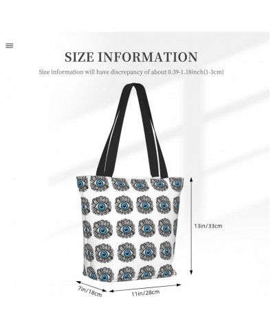 Women Shoulder Bag Turkey-Evil-Eye-Blue Foldable Tote Bag With Zipper Closure Casual Shopping Purse Daily Bag $17.92 Totes