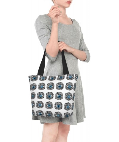 Women Shoulder Bag Turkey-Evil-Eye-Blue Foldable Tote Bag With Zipper Closure Casual Shopping Purse Daily Bag $17.92 Totes