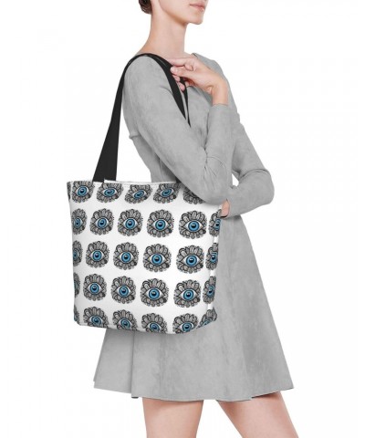 Women Shoulder Bag Turkey-Evil-Eye-Blue Foldable Tote Bag With Zipper Closure Casual Shopping Purse Daily Bag $17.92 Totes