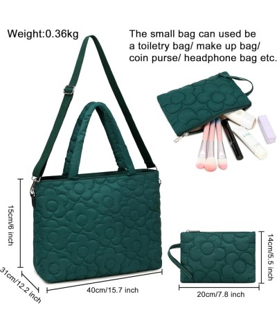 Tote Bag Women Teacher Purse Handbags Shoulder Crossbody Hobo Bags 2pcs with Coin Purse for Work Office School Quilted Olive ...