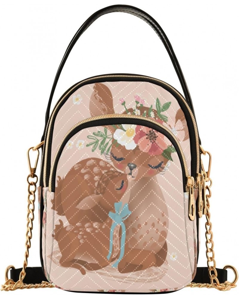 Cute Deer Mother Crossbody Handbags for Women Casual Leather Shoulder Phone Purse $14.55 Crossbody Bags