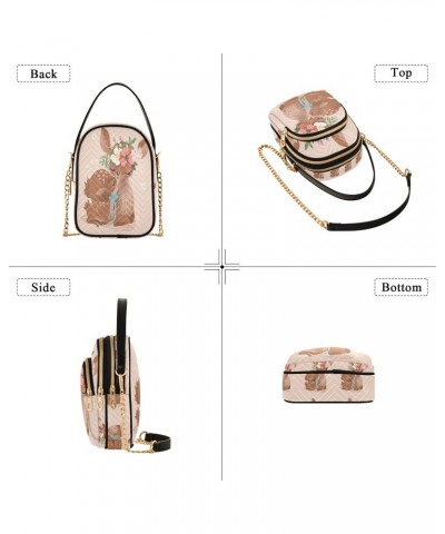 Cute Deer Mother Crossbody Handbags for Women Casual Leather Shoulder Phone Purse $14.55 Crossbody Bags