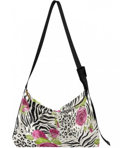 Rose Tiger Leopard Print Animal Womens Tote Bag Leather Shoulder Bag For Women Men Large Hobo Cross Body Bags Handbag $18.01 ...